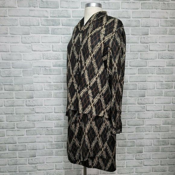 Vintage 90s Jacqueline Ferrar 8P Petite Silk Skirt Top Set Outfit Career Casual - Picture 6 of 9